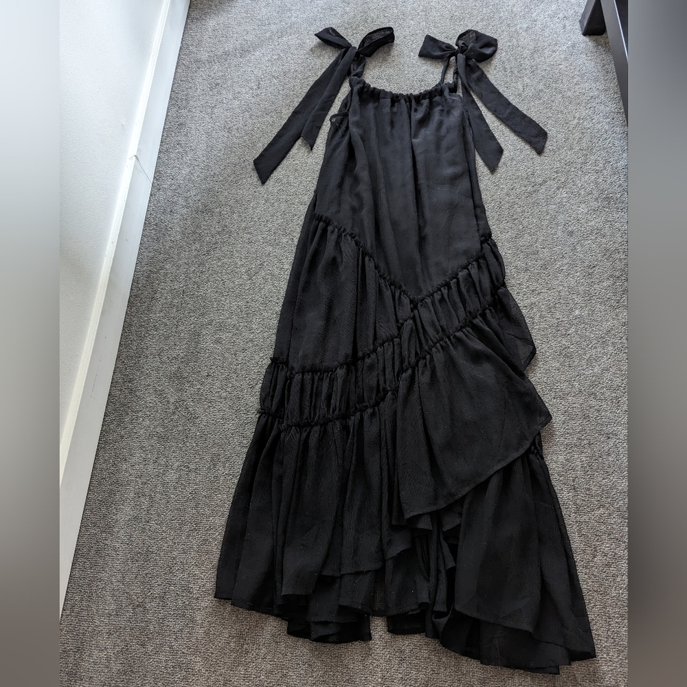 Mesh tiered maxi dress with slip